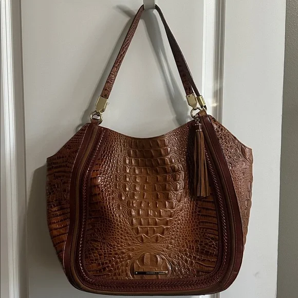 Brahmin Tan Croc-Embossed Leather Tote - Picture 5 of 9